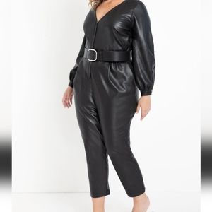 Eloquii faux leather jumpsuit